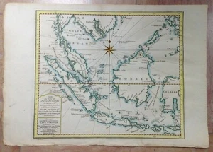 INDONESIA MALAYSIA 1773 NICOLAS BELLIN NICE ANTIQUE ENGRAVED MAP 18TH CENTURY - Picture 1 of 9