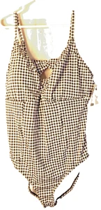 Time And True Black/white Onepiece Checked Swimsuit Padded Bra Sz 3XL (24W-26W) - Picture 1 of 11