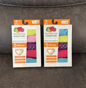New! Lot Girls Fruit Of The Loom Breathable Underwear-Bikini-Micro-Mesh Size 16 - Picture 1 of 4