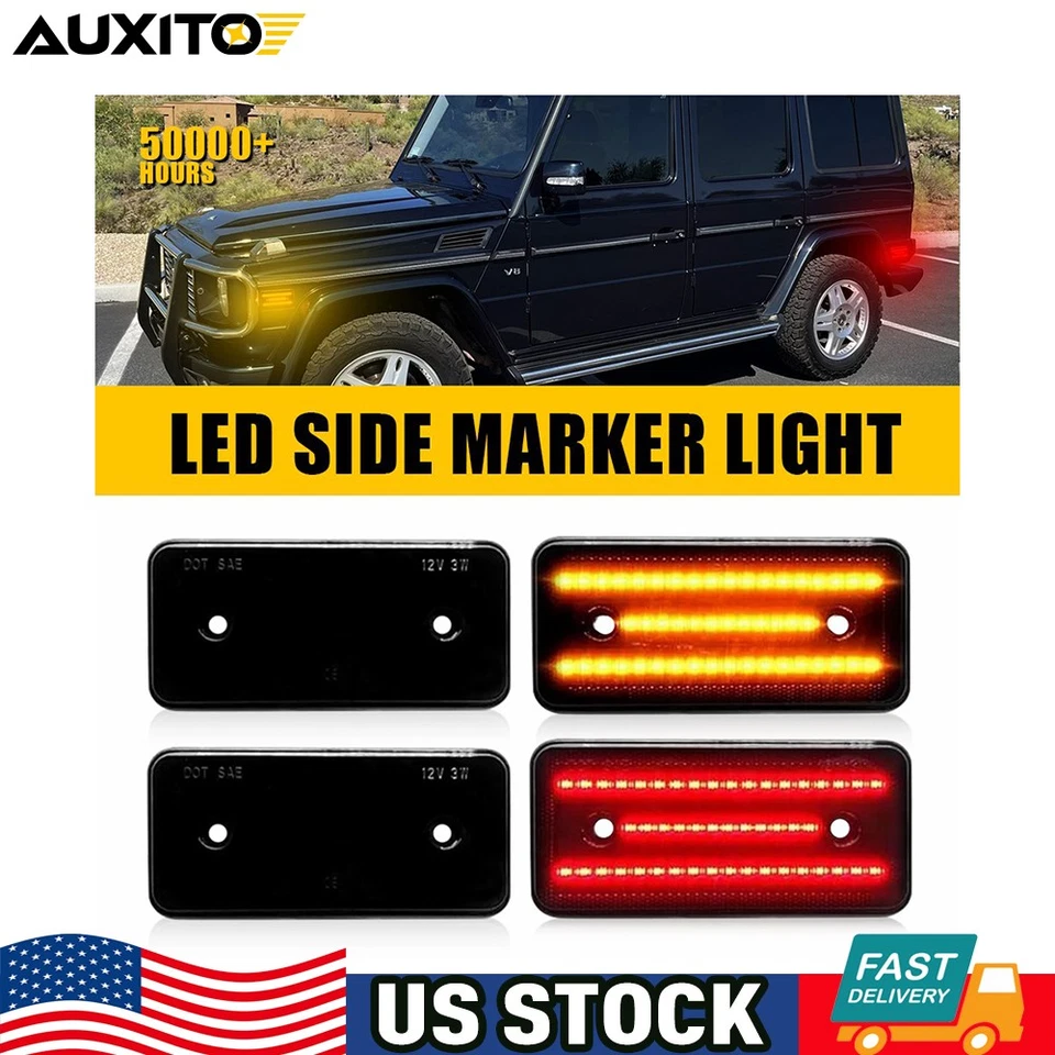Luzes indicadoras laterais de LED fumê F&R para 02-14 Mercedes-Benz W463 G500 G550 Classe G - Imagem 1 de 4