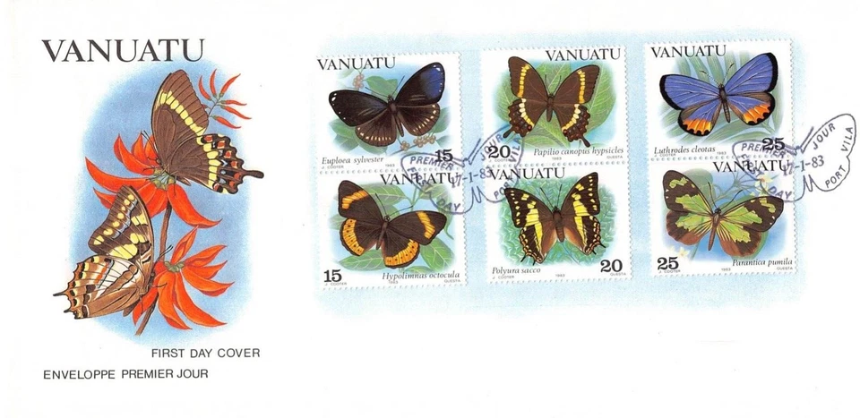 Бабочки G031 Вануату 1983 FDC - Изображение 1 из 1
