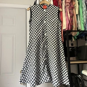 MARIANNA SENCHINA black and white gingham check plaid gauze sleeveless midi mini - Picture 1 of 8