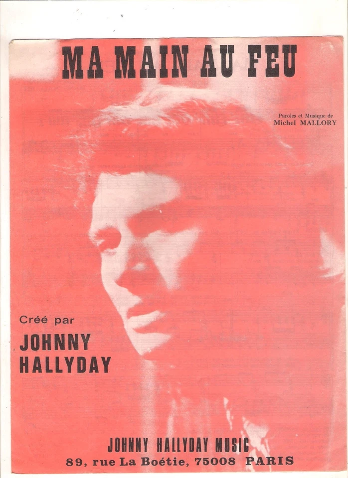 partition JOHNNY HALLYDAY  : ma main au feu - Photo 1/1