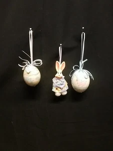 3,5" Hase Kaninchen Ornament, harter Kopf, weicher Körper mit 2 dekorativen Eiern - Bild 1 von 11