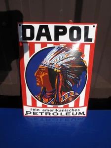 DAPOL Emailschild Indianer Benzin Tankstelle - Bild 1 von 4