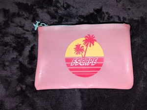 IPSY Glam Makeup  Bag Cyberpunk Retro Y2K Pink Blue Travel "ESCAPE" Palm Tree - Picture 1 of 2