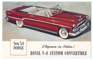 1954 DODGE Royal V-8 Custom CONVERTIBLE Original AD Postcard - Rare - Picture 1 of 2