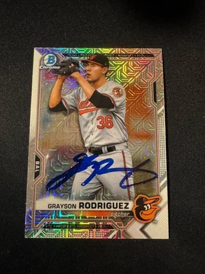 2021 Bowman - Chrome Prospects Grayson Rodriguez #BCP-118 Mojo Refractor Ip Auto - Image 1 of 2