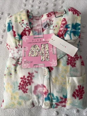 Conjunto de pijama de lã rosa K feminino pequeno 2 peças roupa de dormir super aconchegante novo com etiquetas - Imagem 1 de 4