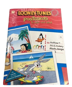 LOONEY TUNES BUGS BUNNY 8 Postkarten zum Ausmalen & Senden 1992 Golden Bk - Bild 1 von 5