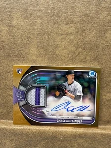 2025 Bowman Chrome Autograph Relics Gold Refractors #BCARCD Chase Dollander /50 - Picture 1 of 2