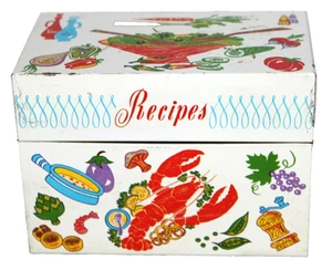 Vintage MCM 60er/70er Metall Rezeptbox Ohio Kunst Fleisch Obst Gemüse MID CENTURY - #5 - Bild 1 von 10