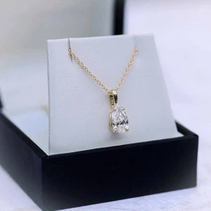 1.50Ct Pear Diamond Solitaire Pendant, 18K Rose Gold over-FREE Diamond studs! - Picture 1 of 10