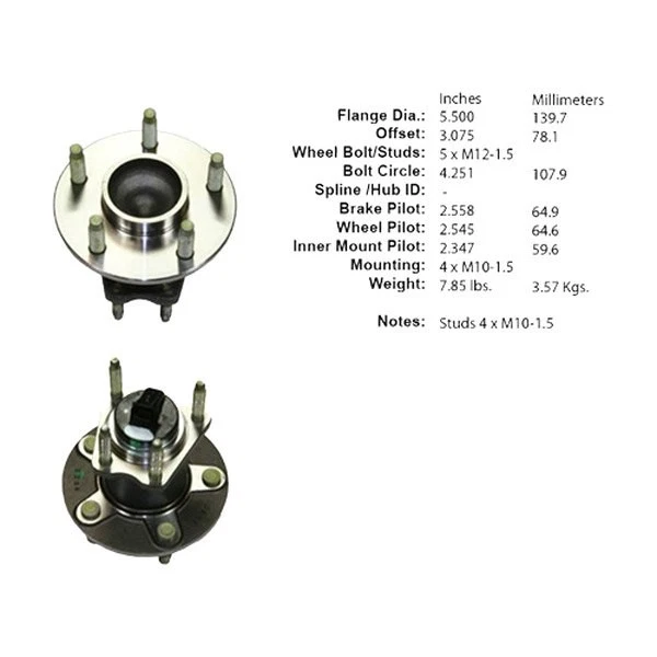 For Chevy Malibu 04-12 Wheel Bearing and Hub Assembly Premium Rear Passenger Foto 1 de 1