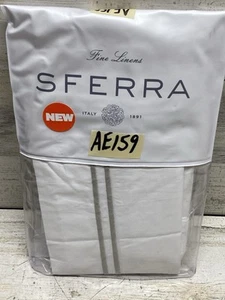 SFERRA Grande Hotel Standard Sham White / Silver 100% cotton - made in Italy New - Picture 1 of 5