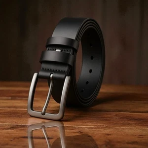 Men’s Black Branded Leather Dress Belt – Classic Formal Belt in Multiple Sizes - Bild 1 von 5