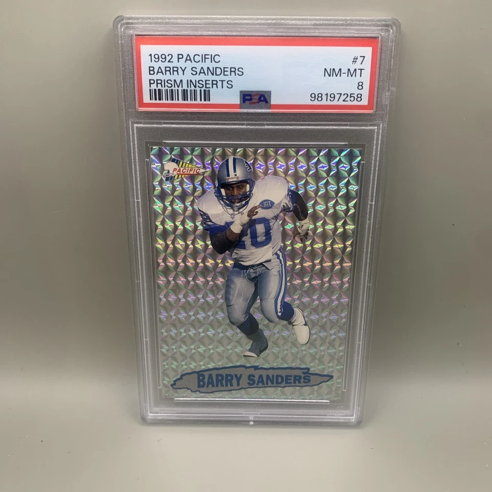 1992 Pacific Prism Insert Barry Sanders #7 Lions PSA 8 Free Shipping - Image 1 of 4