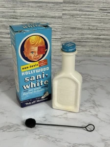 Vintage Hollywood Sani-White Shoe Cleaner Polish With Box & Bottle 3.3 Fl. Oz. - Picture 1 of 15