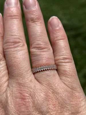 14K Rose Gold Diamond Band Size 7 - Image 1 of 4