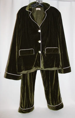 Lelasilk изумрудно-зеленый шелк бархат пижамы гостиной комплект женщин подходит 13/14 отличное - Изображение 1 из 4