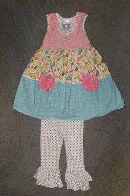 Conjunto de vestido y legging Giggle Moon - Talla 7 - Usado en Excelente Condición Foto 1 de 4