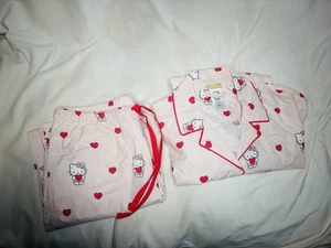Pottery Barn Hello Kitty Heart Loose Fit Pajama Set- Size Large - Picture 1 of 4