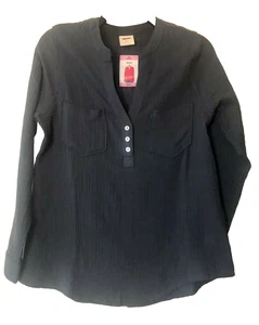 NWT Mote Women's Blue Henley Searsucker Long Sleeve Tunic Top  S - Picture 1 of 4