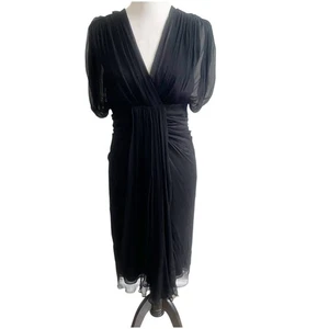 Vintage Diane von Furstenburg Größe 10 100% Seide Etuikleid Rüschen Chiffon - Bild 1 von 11