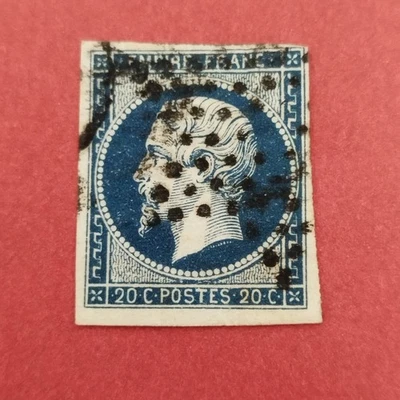France, 1 timbre Empire YT n° 14 bleu, oblitéré pointillés  - Photo 1/3