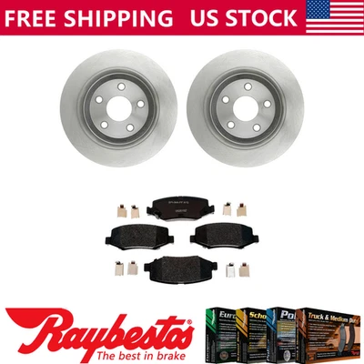 Kit de rotores de freno traseros + pastillas metálicas y herrajes para Jeep Wrangler 2007-2017 Foto 1 de 4