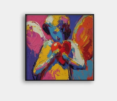 💖 Angel with Heart Giclée 🕊️ 24x24 Fine Art | COA | "Framed" by Peter Max V40 - Image 1 of 4