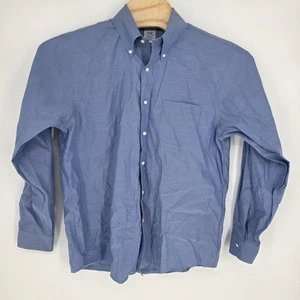 Brooks Brothers Shirt Mens 16 - 35  Blue Solid Non Iron Stretch Button Down Exec - Picture 1 of 7