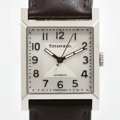 Tiffany 1837 Makers Square SS SS & Leather AT Silver-Face Foto 1 de 4