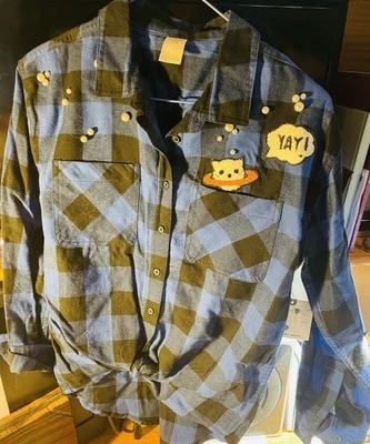 Camisa de franela para niñas (talla XL 16) azul y negra Foto 1 de 3