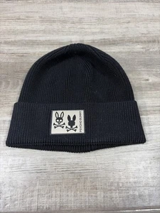 Psycho Bunny Waffle Beanie Black Wool - Picture 1 of 6