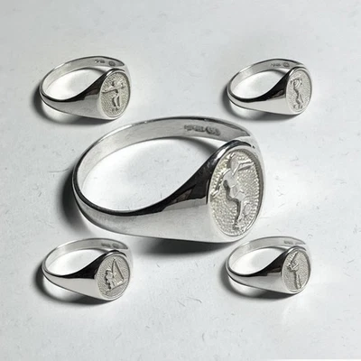 NEW Sports Signet Rings 925 Solid Sterling Silver 12x10mm Oval UK Hallmarked - Image 1 of 4