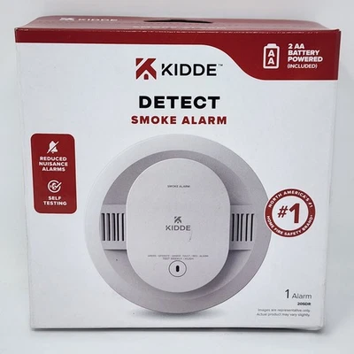 Alarma de humo Kidde Detect 20SDR 2 AA alimentada por batería y autoprueba Foto 1 de 4