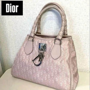 Bolso de Mano Christian Dior Trotter Rosa Nylon Plata Herrajes Color Raro USADO 929E - Imagen 1 de 15