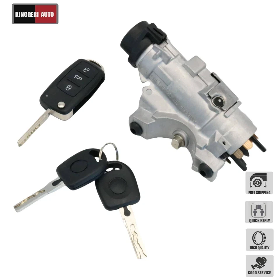 For Audi 98-04 A6 Ignition Lock Cylinder Assembly With Key Shells 4B0905851P - Изображение 1 из 4
