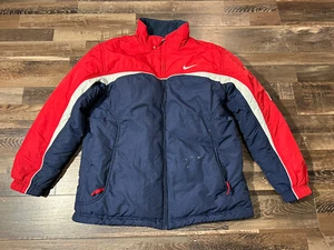 Vintage Y2K Nike Air Reversible Coat Jacket Sz Youth XL Men Medium Blue and Red - Picture 1 of 8