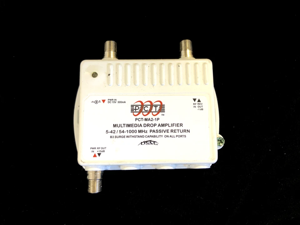PCT 4 Port Multimedia Drop Amplifier RF/CATV Amplifier PCT-MA2-4P - Image 1 of 4