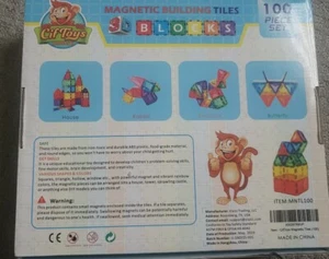 100 Magnet Building Tiles Set - 100 Piece - Picture 1 of 4