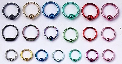 18g 16g 8mm - 12mm Captive Bead Ring Earring Circular Bar CBR Nipple Septum Hoop - Image 1 of 3