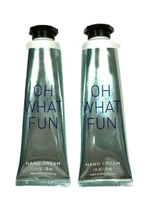 NEW 2 BATH BODY WORKS OH WHAT FUN  HAND CREAMS TRAVEL SIZE SHEA BUTTER 1 OZ 29ML - Foto 1 di 4