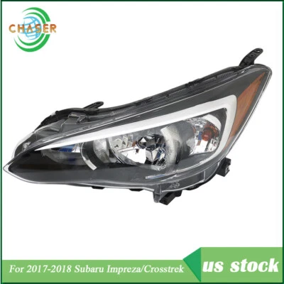 Farol lateral esquerdo LH lente transparente cromada para 2017-2018 Subaru Impreza/Crosstrek - Imagem 1 de 4