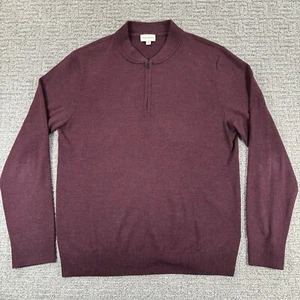 Club Monaco Sweater Large L Maroon Red 100% Merino Wool 1/4 Zip Lightweight Mens - Picture 1 of 12