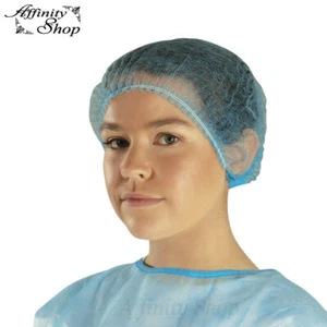 100 Crimp Caps Disposable Roundcaps Hair Net Blue/White Medicaps Force360 - Picture 1 of 3