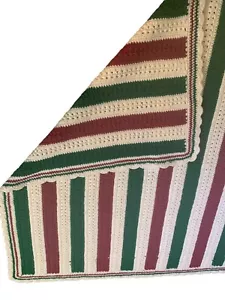 Weihnachtsfeiertag handgefertigt afghanisch 50"" x 48"" rot weiß grün gehäkelt schön - Bild 1 von 4