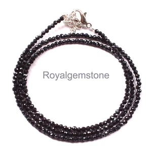 AAA Original Natürlich Schwarz Spinell Mikro Facettiert Runde Perlen 100% 2MM - Bild 1 von 3