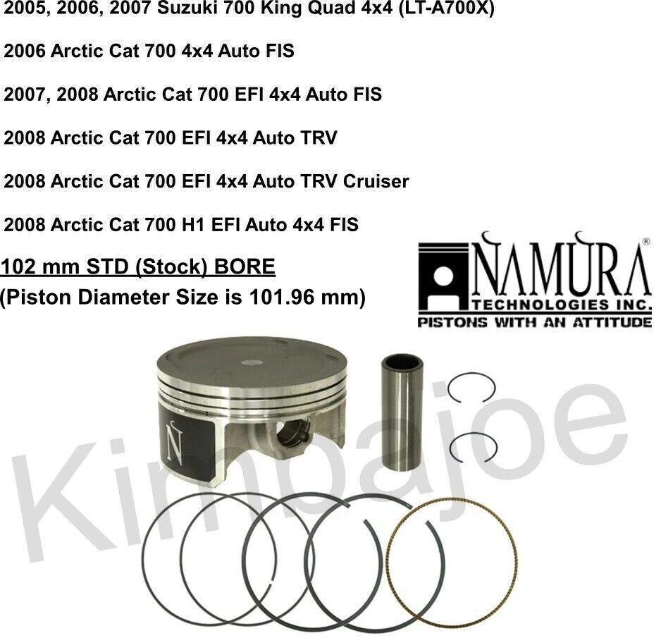 Kit de pistón Arctic Cat 700 EFI Auto Suzuki 700 King Quad 102 mm STD BORE Namura Foto 1 de 1